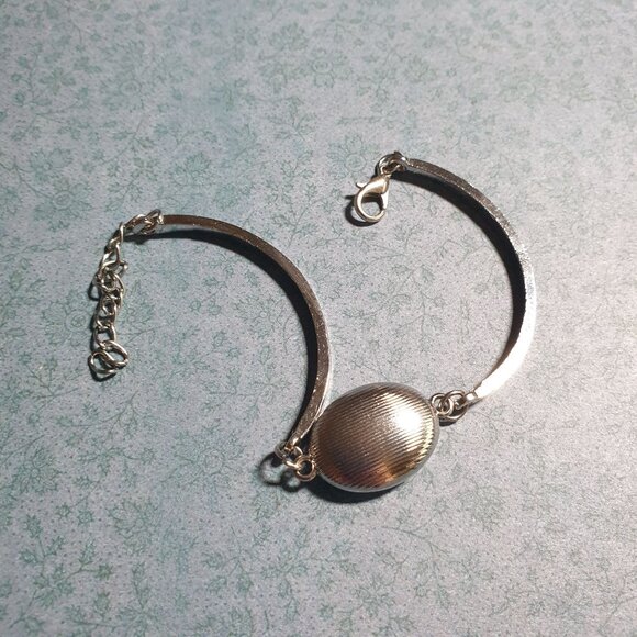 Elegant Silver Tone Bracelet Blue Gemstone Accent Adjustable Chain Clasp Women - Picture 5 of 7